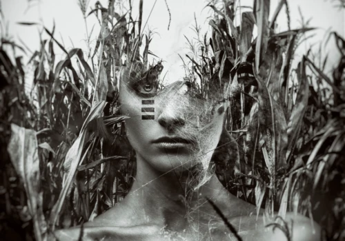 portrait d'un femme en noir et blanc